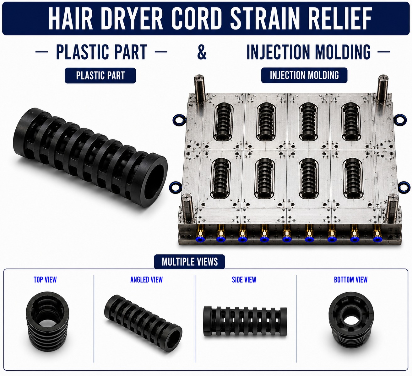 Hair Dryer Plastic Cord Strain Relief Mould and Moulding Service